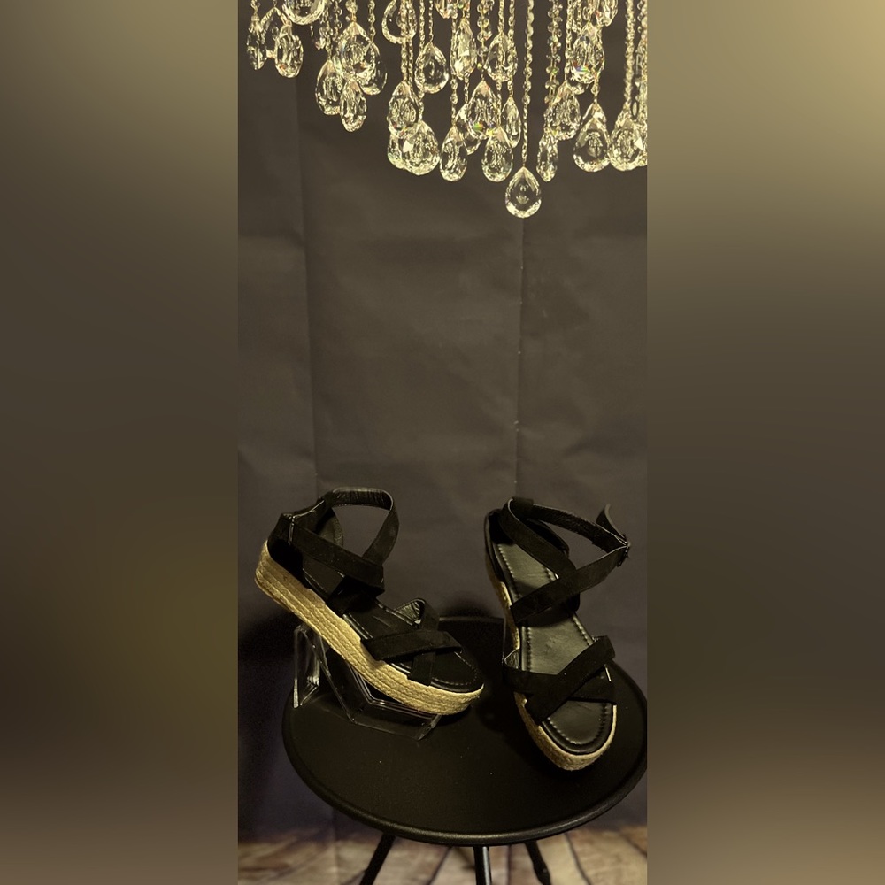 Black strappy sandals suede